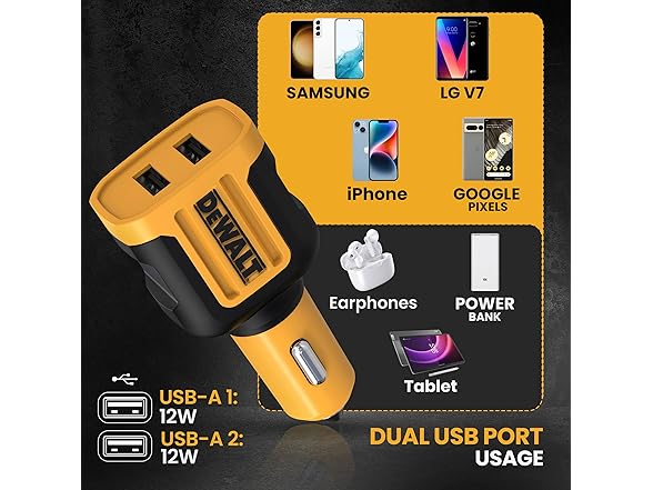 Dewalt 141 9008 DW2 Mobile USB Charger 2 Port