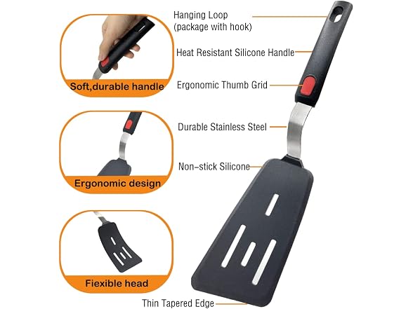 Wiztoynia Silicone Spatula Turners, 4pc