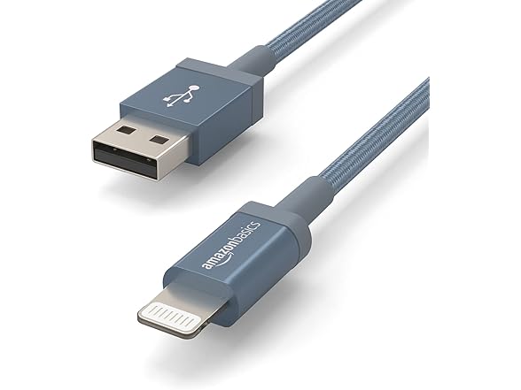 (2 PACK) AmazonBasics Braided USB-A to Lightning Charging Cable