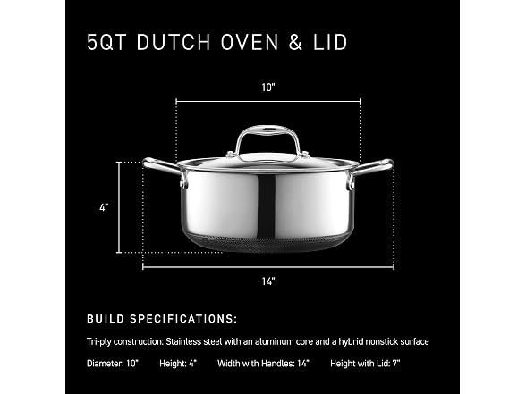 Hexclad 5QT Hybrid Dutch Oven
