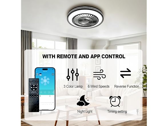 WUTGHUI Ceiling Fan w/Remote