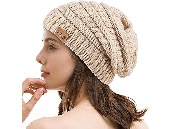Redess (OS) Slouchy Beanie Hat Cap A3 Beige