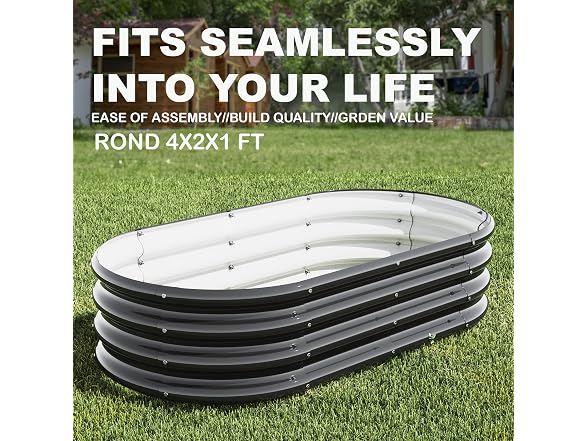 ATRANURE GAR-97 2Pcs Oval Raised Garden Bed 4x2x1ft
