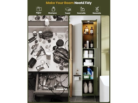 HAIOOU Forest Green Tall Narrow Storage Cabinet 