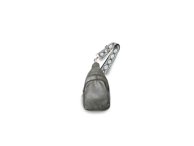 Vegan Leather Sling Bag with Printed Strap