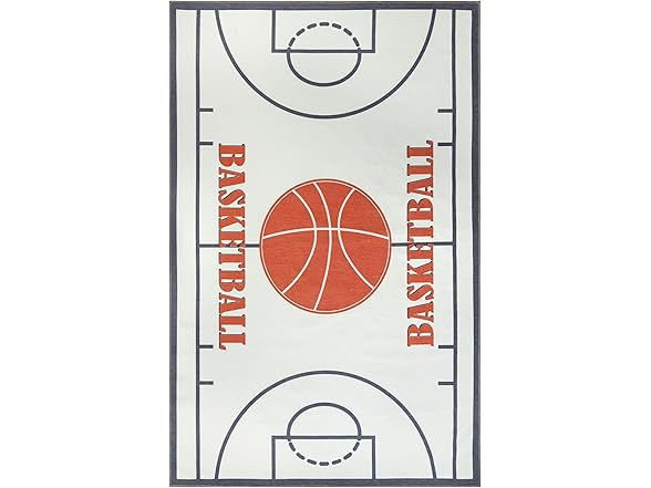 Superior 4'x6' Basketball Non-Slip Kids Rug