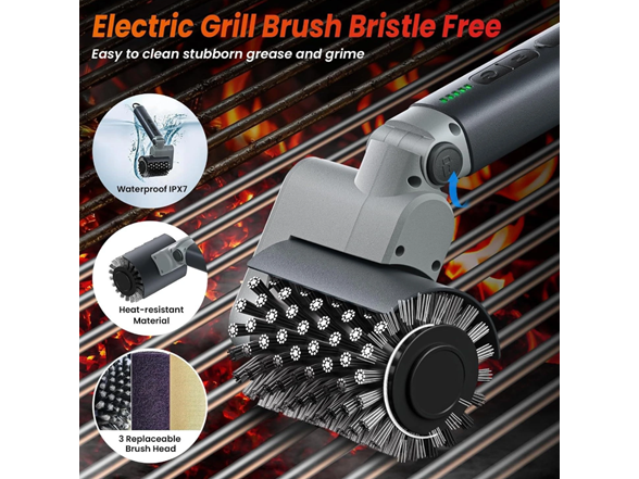 Electric BBQ Grill Brush 3-Speed Power
