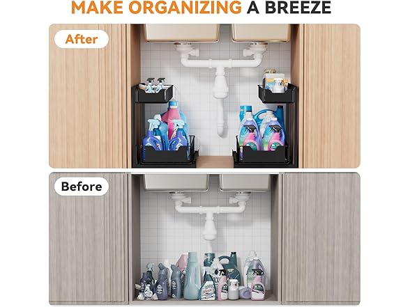 Cegkanenx 2 Pack Metal Under Sink Organizer