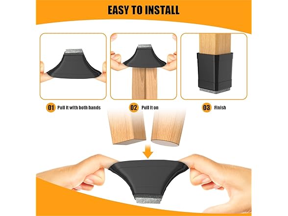 JLKDQ 16 Pcs Square Chair Leg Floor Protector