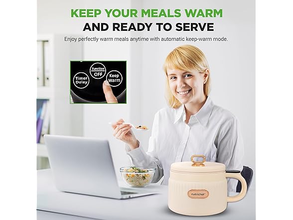 NutriChef 1.6 QT Portable Electric Rice Cooker