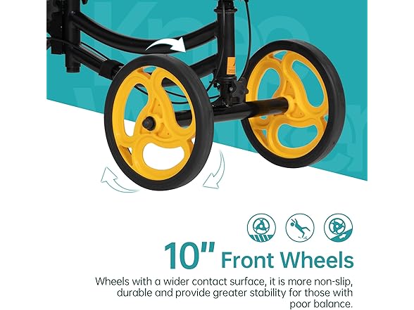 ELENKER Deluxe Steerable Knee Walker with 10" Front Wheels – (Open Box)