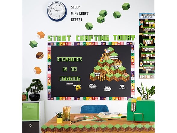 Eureka Minecraft Adventure is an Attitude Bulletin Board Set