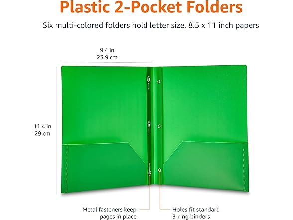 Amazon Basics Heavy Duty Plastic 2 Pocket Folder, 144Pk