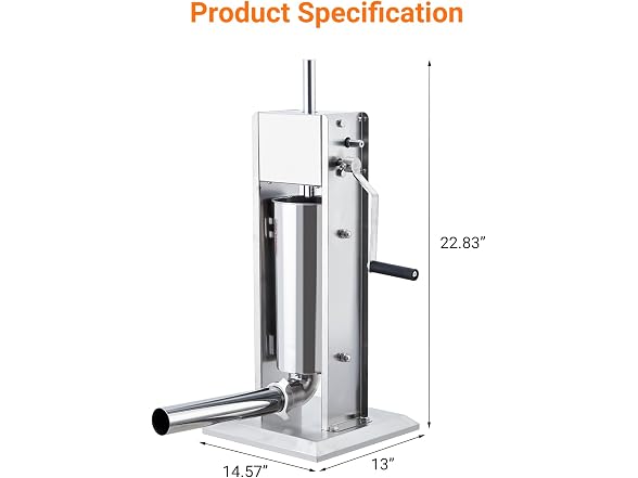 Sausage Stuffer, Manual 22LBS/10L Sausage Maker Machine