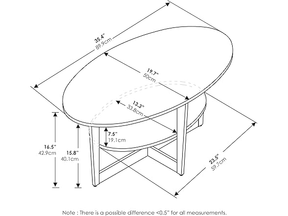 Furinno Oval Coffee Table, Walnut