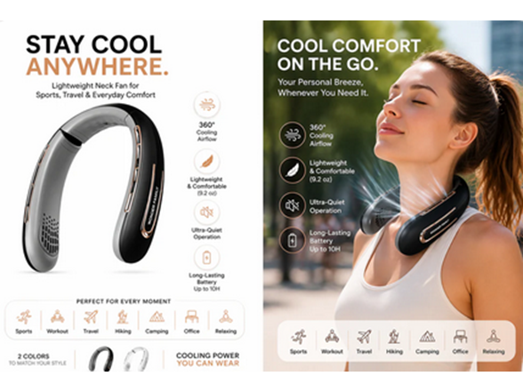 Wonder Rechargeable 4000 mAH Portable Fan Necklace