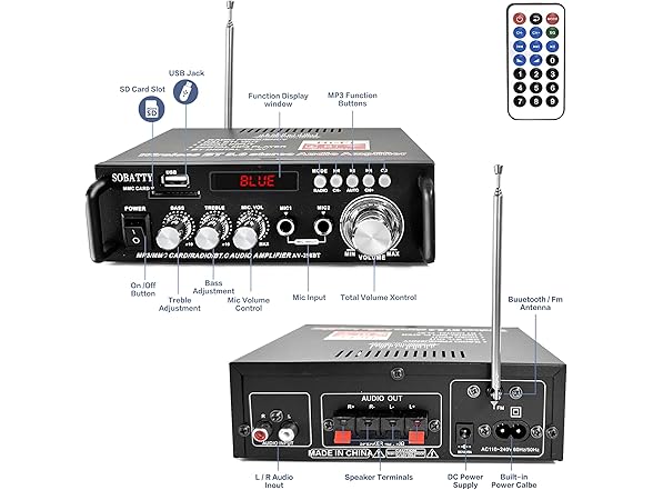 SOBATTY 300W Bluetooth Stereo Amp