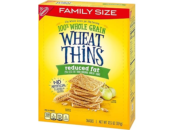 Wheat Thins Reduced Fat Snacks, Whole Grain, 12.5 oz.