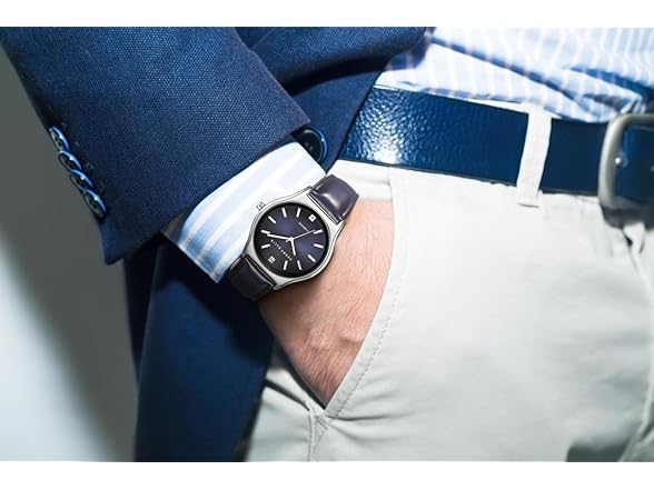 Perry Ellis Ultra Slim Watch Blue Dial Leather