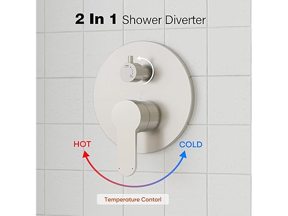 Gabrylly Shower System Brushed Nickel, Slide Bar