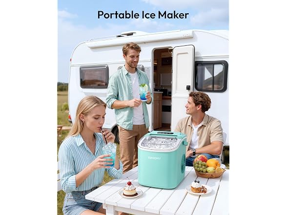 Euhomy Countertop Ice Maker Machine with Handle, Green