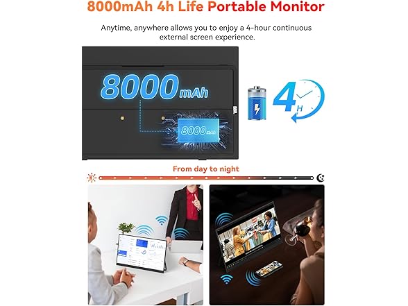 16" 2.5K Wireless Portable Monitor Battery-Powered
