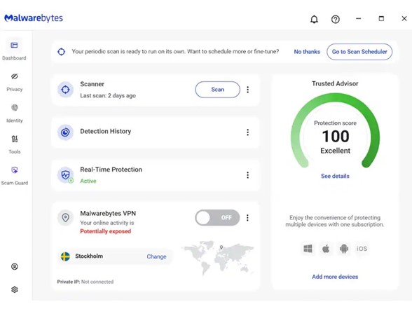 Malwarebytes Standard Premium Software - 3 Devices, 1 Year, Digital