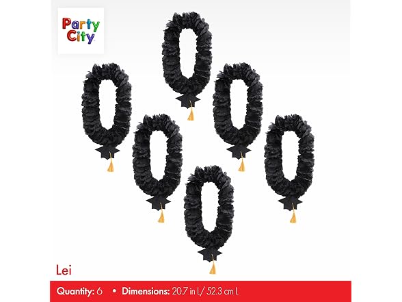 Party City Graduation Black Lei 6 Count