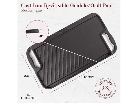 Cuisinel Cast Iron Griddle w/ Burger Press