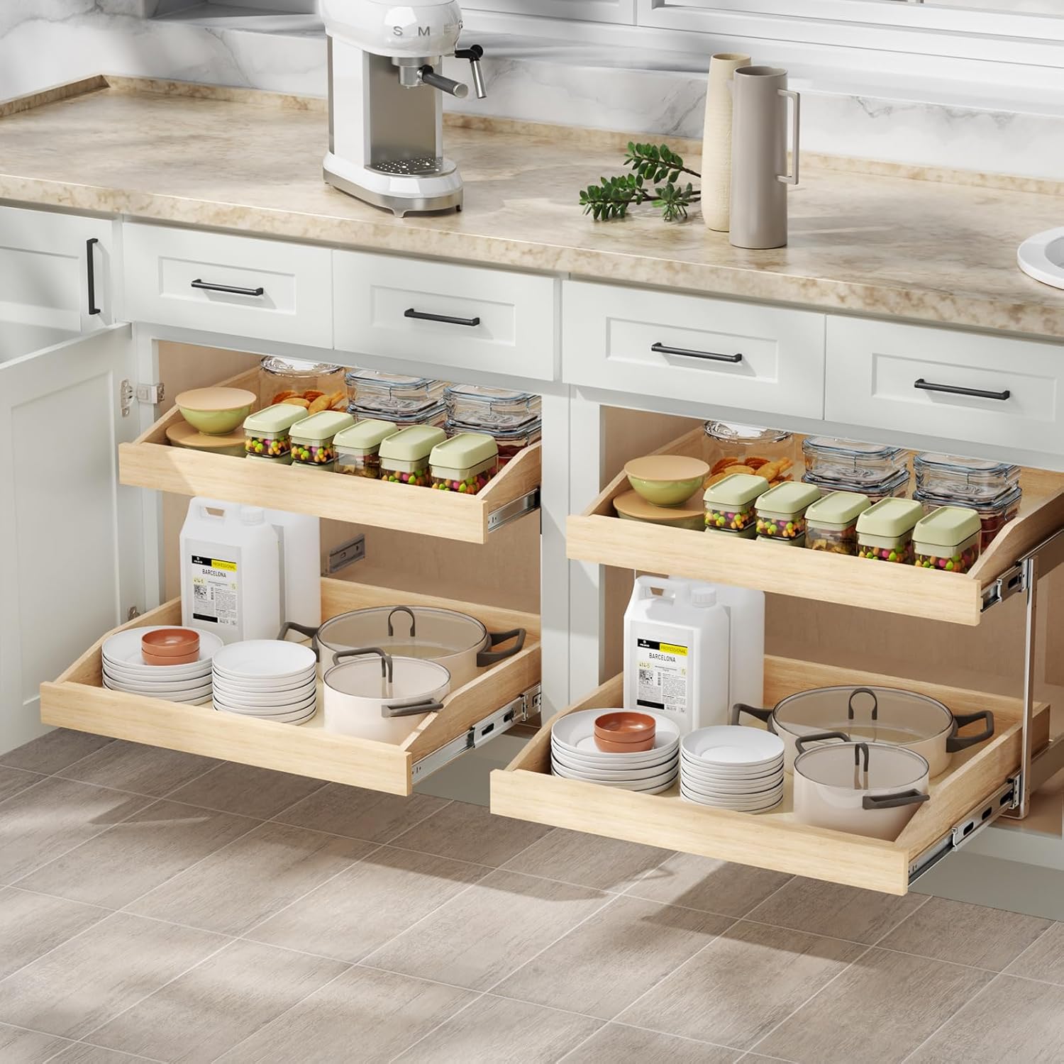 LOVMOR 2 Tier Soft Close Pull Slide Out Cabinet Organizer - Gallery 7