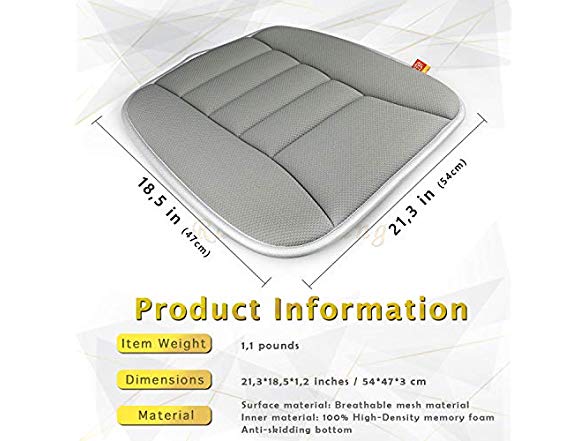 thumbnail image 2 of ELUTO Car Seat Cushion Leather Car Memory Foam Heightening Seat Cushion Coccyx C 2 of 13