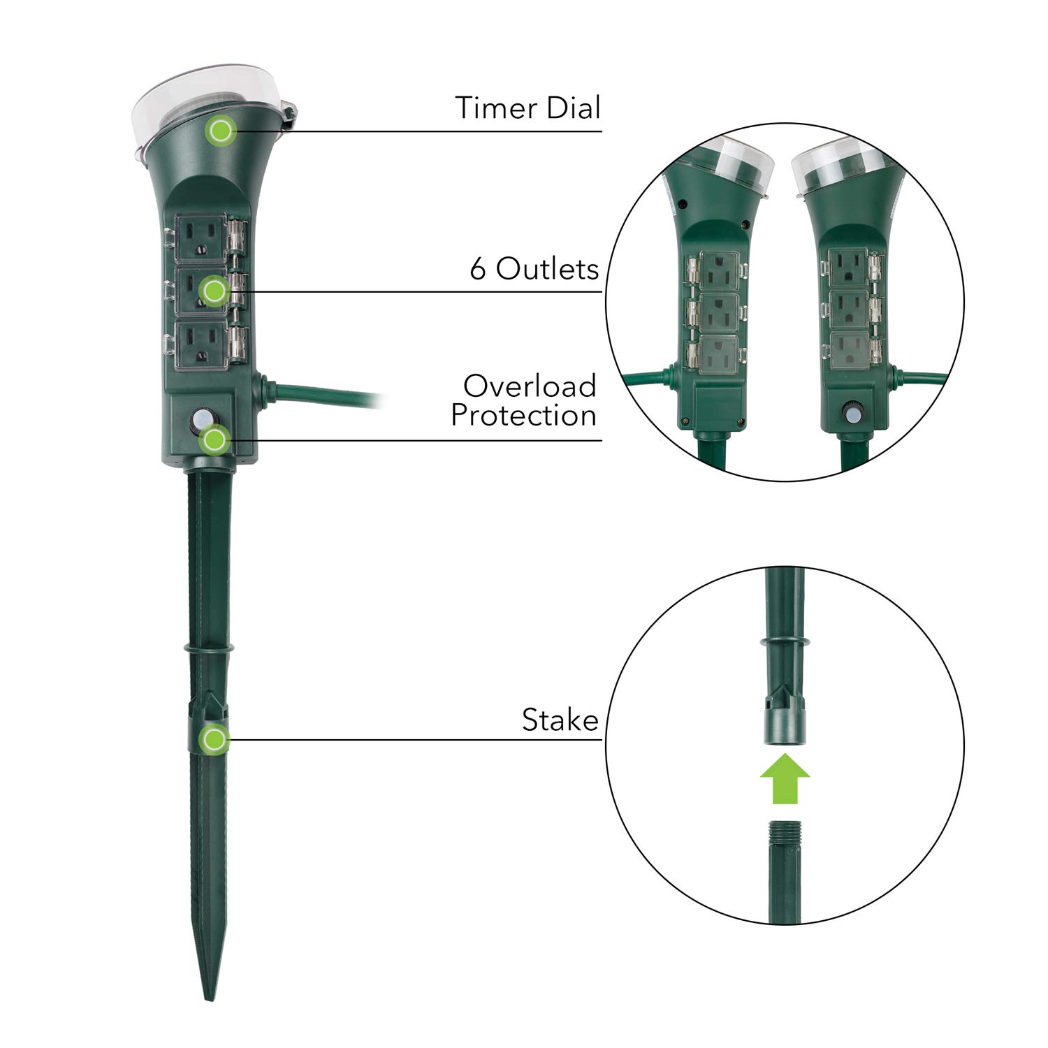 BN-LINK Outdoor Power Strip w/Timer & Yard Stake - Gallery 8