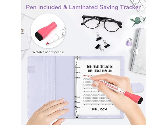 WenmthG 100 Envelopes Challenge Binder