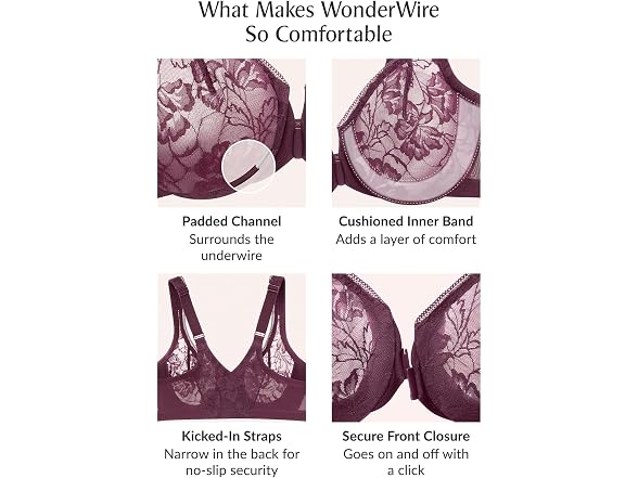 Glamorise Women (46F) Full Figure Lacey T-Back Bra