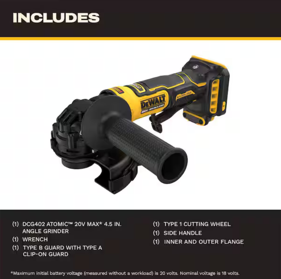 Dewalt DCG402B ATOMIC 20V MAX 4-1/2in Angle Grinder - Gallery 5