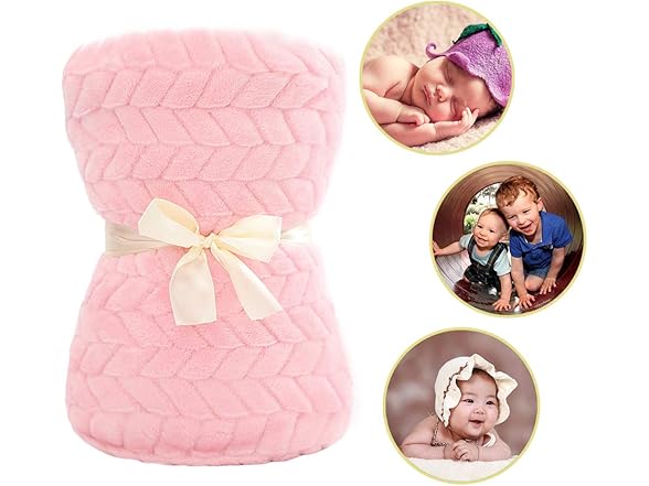 Rest-Eazzzy Baby Blanket Flannel, (Pink 25" x 32")