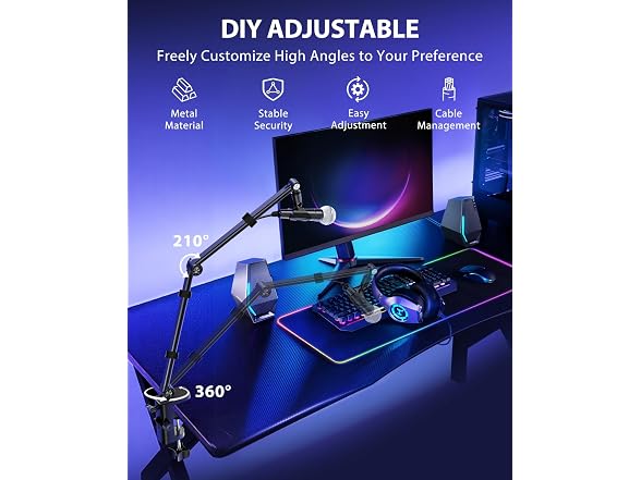 UBeesize Microphone Boom Arm, Aluminum