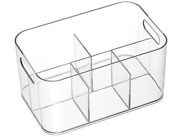 5-Compartment Clear Plastic Bin