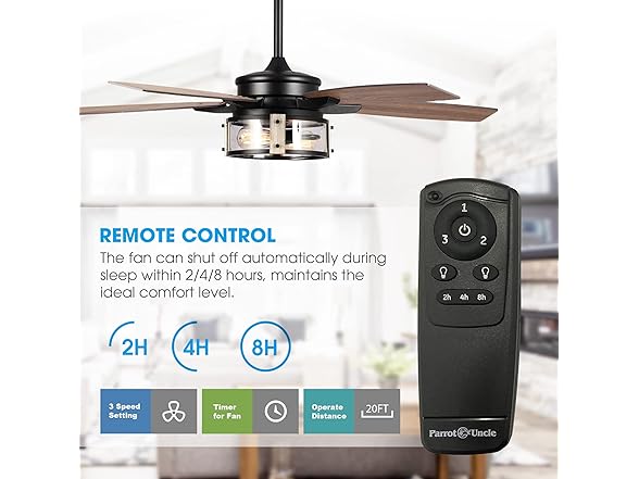 Parrot Uncle F6331110V 52" Black Ceiling Fan