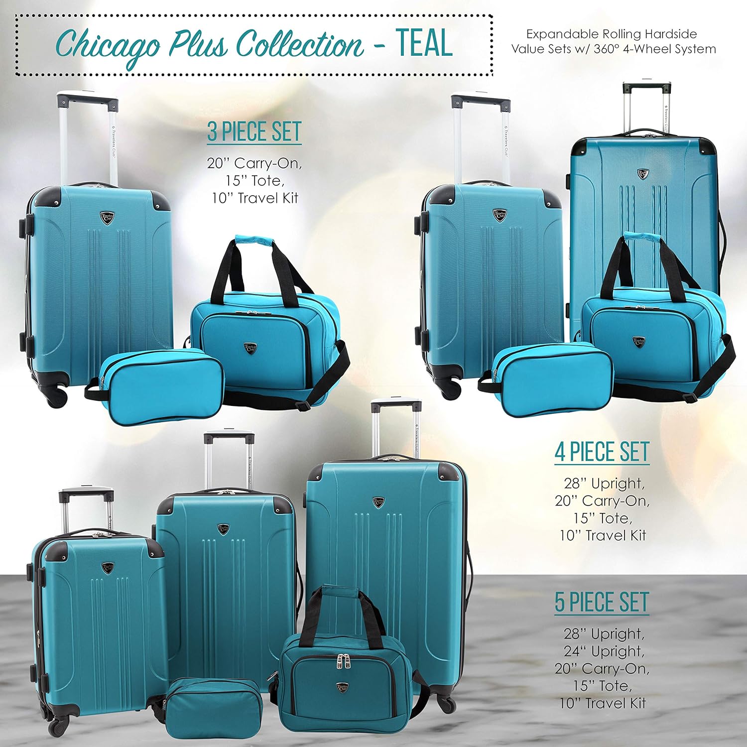 Travelers Club Hardside Luggage, Black, 5 Piece Set - Gallery 18