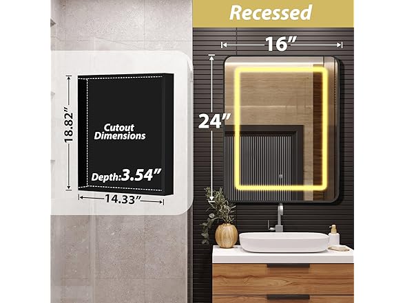 ROOMTEC Lighted Medicine Cabinet with Mirror