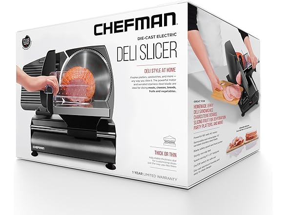 Chefman Electric Deli Slicer W Adjustable Slices