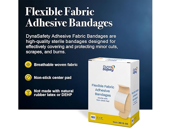 Dynarex Sterile Fabric Bandages 1x3, 50ct