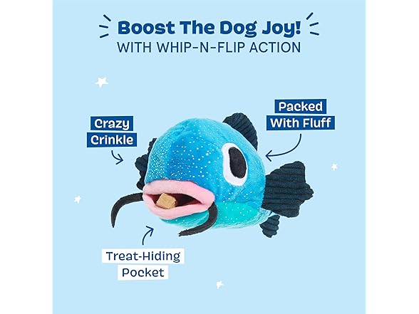 Barkbox Catfish Claude Dog Toy – Plush Squeak Toy