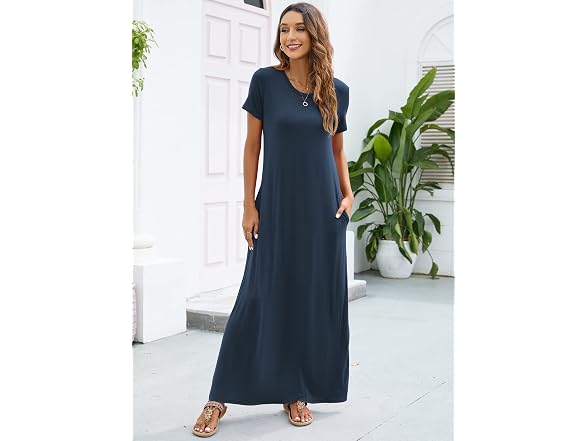 Hount Women (L) Dresses Casual Summer Maxi Pockets