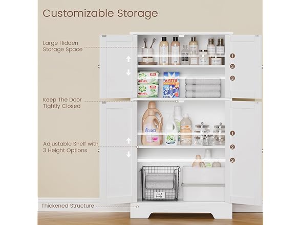 TEENFON Bathroom Floor Storage Cabinet