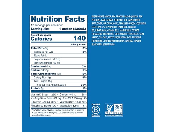 Ripple Non-Dairy Milk, Chocolate| Vegan, 12pk