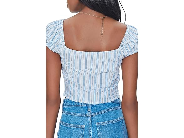 Forever 21 (S) Linen-Blend Cutout Crop Top