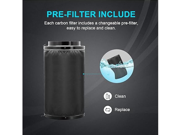 iPower 4 Inch 195 CFM Inline Fan Air Carbon Filter with Hook