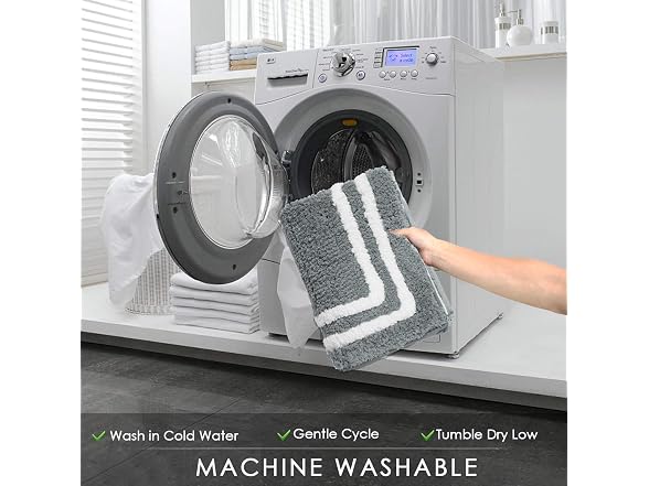 Uphome Gray Bath Mat for 18x24 Modern Rug